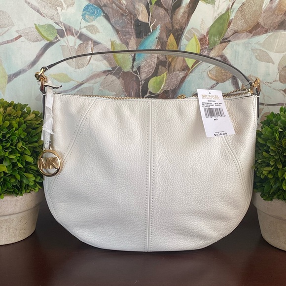 MICHAEL Michael Kors BEDFORD🤍WHITE🤍LEATHER MEDIUM CRESCENT SHOULDER BAG🌟NWT🌟 - Picture 5 of 17